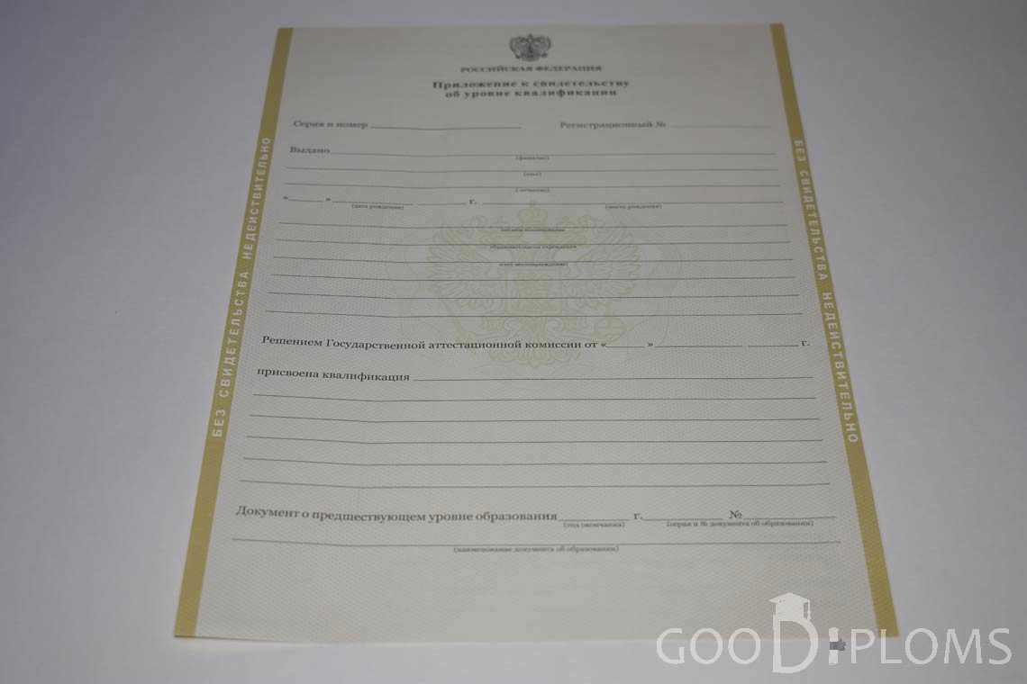 Приложение к Свидетельству об Уровне Квалификации период выдачи 2011-2020 -  Ангарск